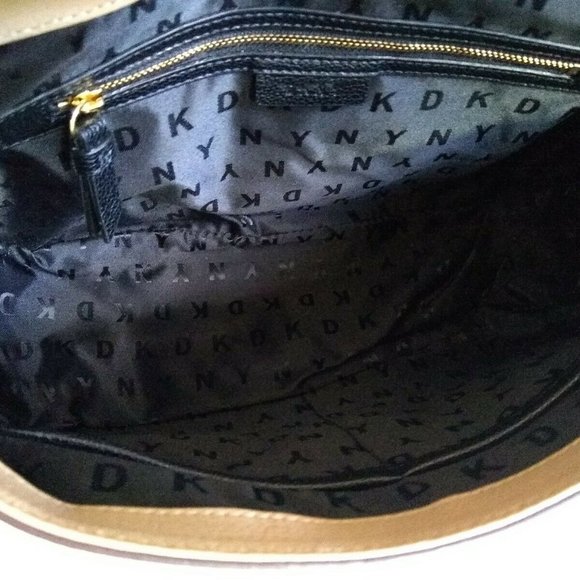 NEW DKNY Leather Beige Tan Expandable Shoulder Cross body  Handbag - Picture 7 of 8